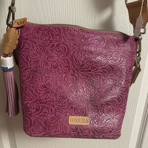 Consuela Embossed Purple Crossbody Bag